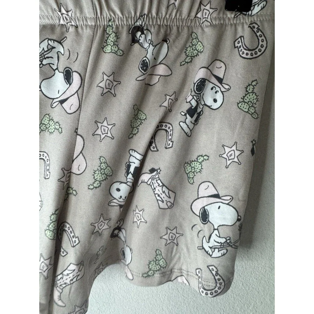 Peanuts Snoopy Gray Graphic Print Knit Sleep Shorts Pull On Teens L (12-14)